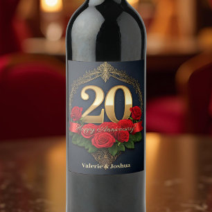 Etiqueta Para Botella De Vino Aniversario del 20° aniversario del Boda de los ex