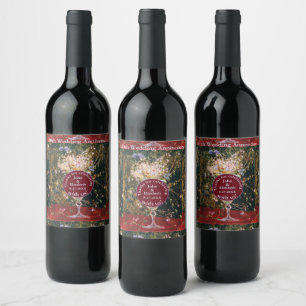 Etiqueta Para Botella De Vino Aniversario del 40° Boda Rojo de Ruby