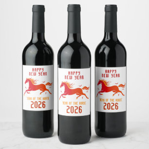 Etiqueta Para Botella De Vino Año Nuevo Caballo Chino Moderno 2026