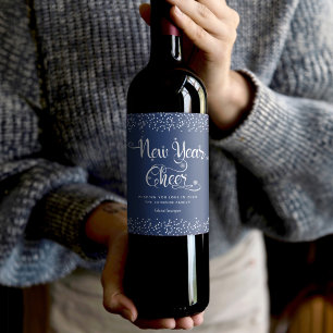 Etiqueta Para Botella De Vino Año Nuevo Cheque Personalizado de Moda de la Armad