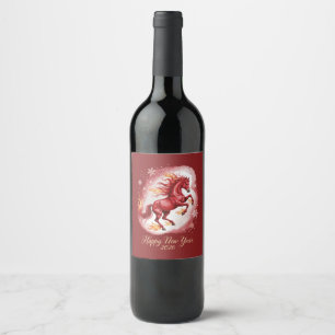 Etiqueta Para Botella De Vino Año Nuevo Chino del Caballo 2026