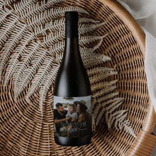 Etiqueta Para Botella De Vino Año Nuevo Fotografía elegante tipografía Art Deco 