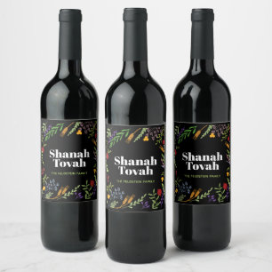 Etiqueta Para Botella De Vino Año Nuevo Judío Rosh Hashaná - Saludo de Shana Tov