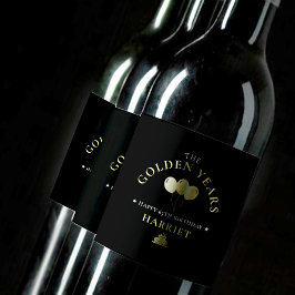 Etiqueta Para Botella De Vino Años de Oro Negro y Oro Fiesta de Cumpleaños 65