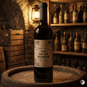 Etiqueta Para Botella De Vino Antiguo "The Smith Reserve" Personalizado Envejeci
