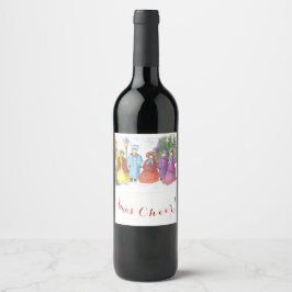 ETIQUETA PARA BOTELLA DE VINO ANTIGUOS NAVIDADES DE MODA CAROLERS XMAS CHEER
