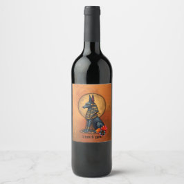 Etiqueta Para Botella De Vino Anubis a la luz de la luna,