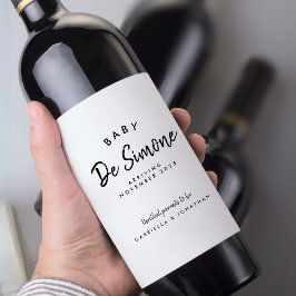 Etiqueta Para Botella De Vino Anuncio de Embarazo en Blanco y Negro Moderno