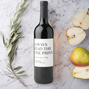 Etiqueta Para Botella De Vino Anuncio de Embarazo Siempre Lee la Letra Pequeña