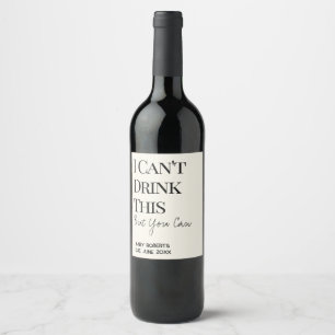Etiqueta Para Botella De Vino Anuncio Divertido y Moderno de Embarazo Revelación
