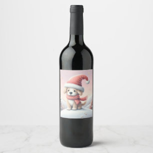 Etiqueta Para Botella De Vino Apertura de Navidades cortos con sombrero de santa