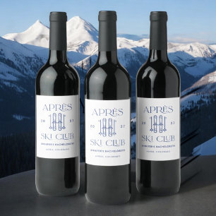 Etiqueta Para Botella De Vino Apres Ski Club Winter Snow Ski Bachelorette Party