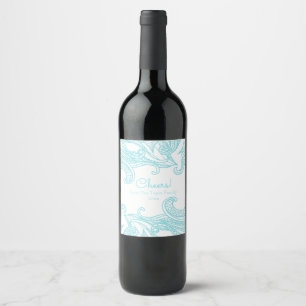 Etiqueta Para Botella De Vino Aqua, Resumen, Estilo Boho