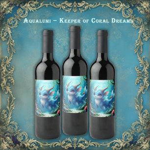Etiqueta Para Botella De Vino Aqualumi – Guardián de los sueños de coral.