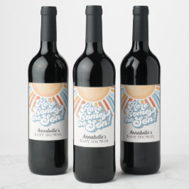Etiqueta Para Botella De Vino Aquí viene el Baby Shower de Son Sunshine Boy