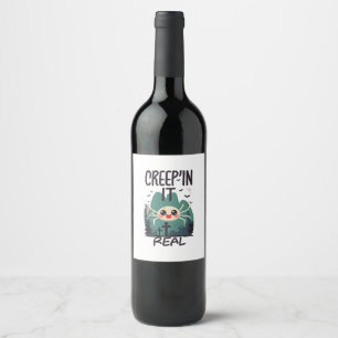 Etiqueta Para Botella De Vino Araña de Halloween Kawaii juego de palabras