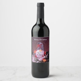 Etiqueta Para Botella De Vino Árbol de feriado de Gnome lindo Feliz Navidad