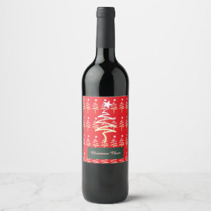 Etiqueta Para Botella De Vino Árbol de garabatos de alegría navideña + Estrella