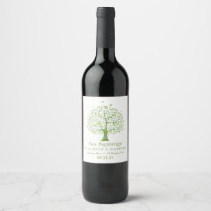 Etiqueta Para Botella De Vino Árbol de la vida, matrimonio elegante