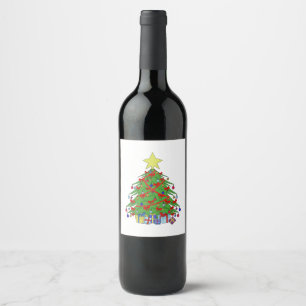Etiqueta Para Botella De Vino árbol de Navidad