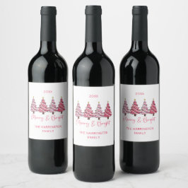 Etiqueta Para Botella De Vino Árbol de Navidad Alegre y Brillante Personalizado