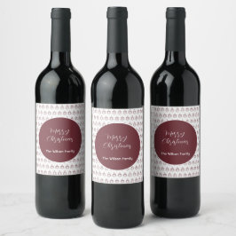 Etiqueta Para Botella De Vino Árbol de Navidad Borgoña y Moderno