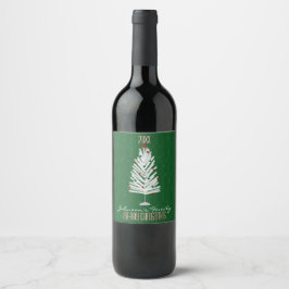 Etiqueta Para Botella De Vino Árbol de Navidad de aluminio verde
