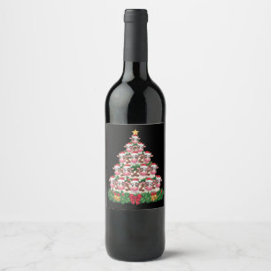 Etiqueta Para Botella De Vino Árbol de Navidad de Vaca Divertido Amante de Vaca