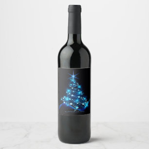 Etiqueta Para Botella De Vino Árbol de Navidad estilizado y brillante de Slipper