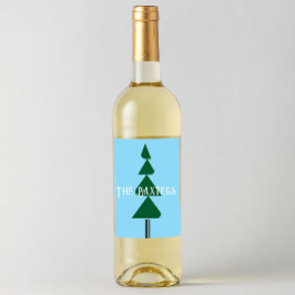 Etiqueta Para Botella De Vino Árbol de Navidad minimalista abstracto verde chic