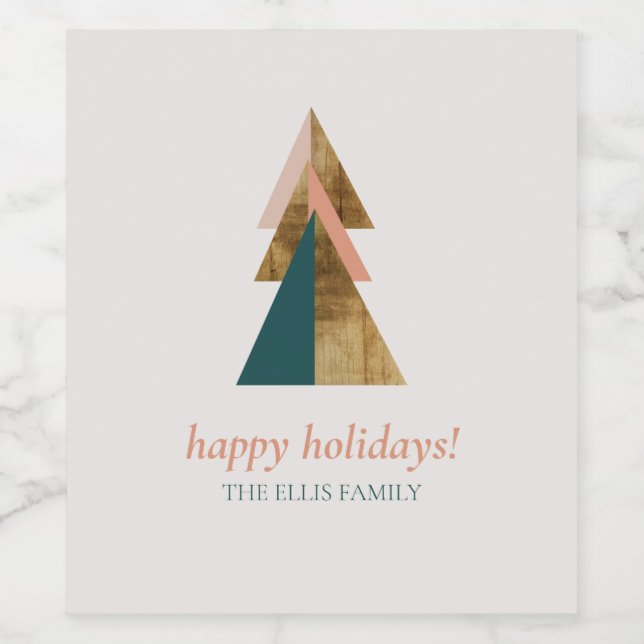 Etiqueta Para Botella De Vino Árbol de Navidad mínimo (Etiqueta única)