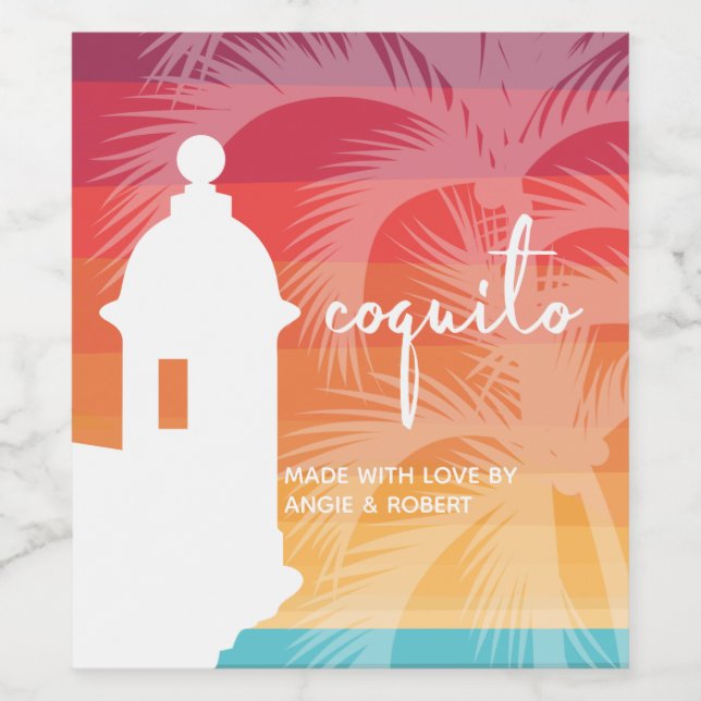 Etiqueta Para Botella De Vino Árbol de palma de Coquito (Etiqueta única)