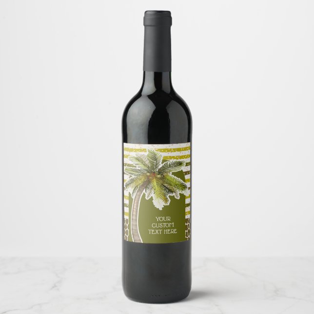 Etiqueta Para Botella De Vino Árbol de palmas de verano (Anverso)