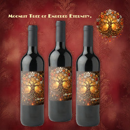 Etiqueta Para Botella De Vino Árbol iluminado por la luna de la eternidad embrea