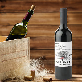 Etiqueta Para Botella De Vino Árbol Recuerdo de Reunión Familiar Cotización de V