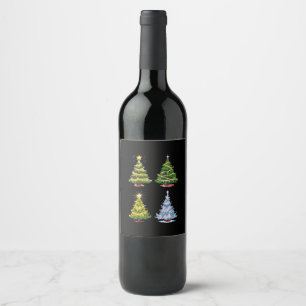 Etiqueta Para Botella De Vino Árbol verde Navidad Fiesta Invierno