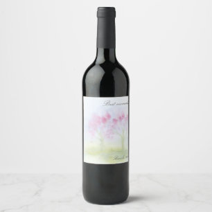 Etiqueta Para Botella De Vino Árboles acuarelas