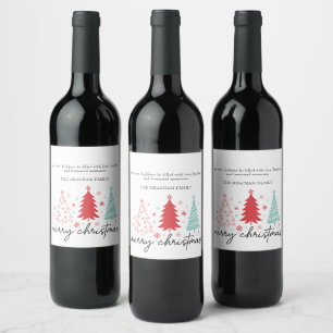 Etiqueta Para Botella De Vino Árboles de Navidad Copos de nieve Botellas de vino