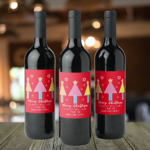Etiqueta Para Botella De Vino Árboles de Navidad Guay Art Nombre personalizado r