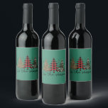 Etiqueta Para Botella De Vino Árboles navideños de leopardo de la selva<br><div class="desc">Árboles navideños de leopardo de la selva</div>