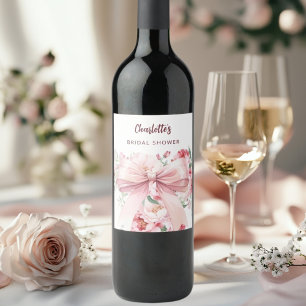 Etiqueta Para Botella De Vino Arco de flores rosadas florecen Despedida de solte