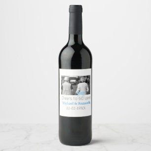 Etiqueta Para Botella De Vino arco de PLATA vitorear a 60 años aniversario de bo