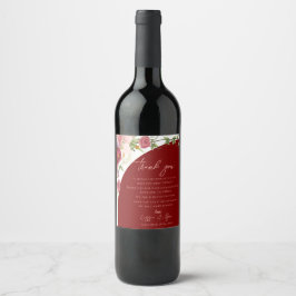 Etiqueta Para Botella De Vino Arco Floral de Melocotón Romántico Agradecimiento