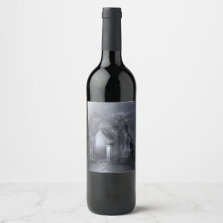 Etiqueta Para Botella De Vino Arco gótico oscuro de ruinas