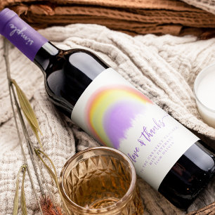 Etiqueta Para Botella De Vino Arcoíris acuarela moderna agradecimiento personali