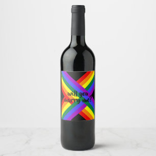 Etiqueta Para Botella De Vino arcoiris casarme con la etiqueta de vino