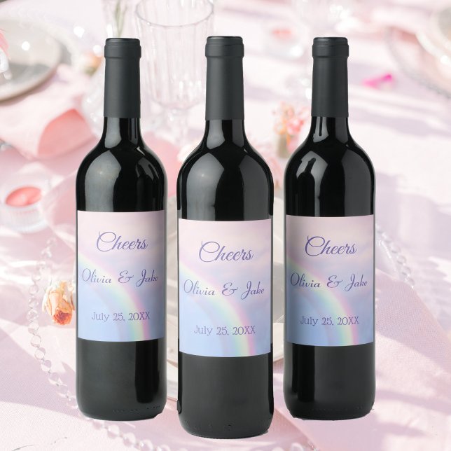 Etiqueta Para Botella De Vino Arcoiris de esperanza - pastel, boda (Subido por el creador)