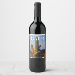 Etiqueta Para Botella De Vino Arizona Sunlit Saguaro