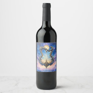 Etiqueta Para Botella De Vino Arpa Celestial a la Luz de la Luna – Arte de Fanta