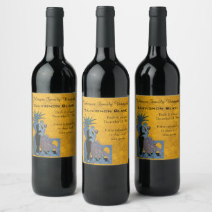 Etiqueta Para Botella De Vino Art Decó Vintage, recién casados, danza Boda amoro